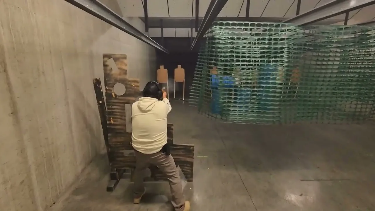A shooter moving through a Marc-On league-night course of fire